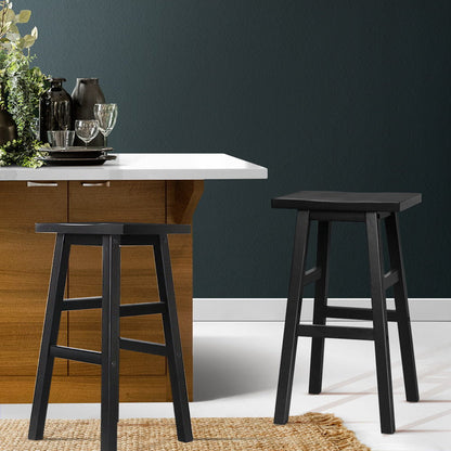 Two Bar Stools Kitchen Counter Stools Wooden Chairs Black-Home Living Store-