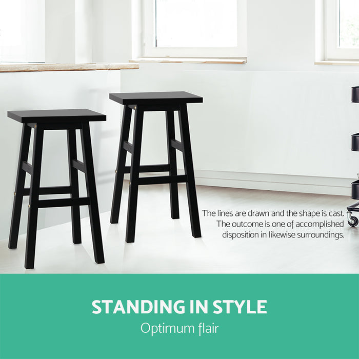 Two Bar Stools Kitchen Counter Stools Wooden Chairs Black-Home Living Store-