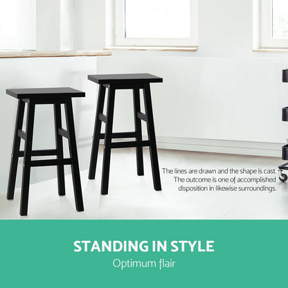 Two Bar Stools Kitchen Counter Stools Wooden Chairs Black-Home Living Store-