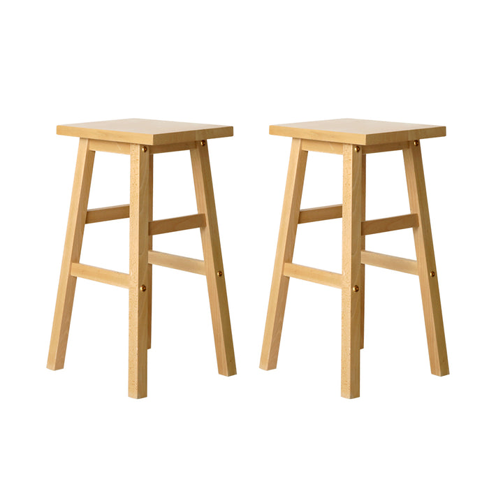 Two Bar Stools Kitchen Counter Stools Wooden Chairs Natural-Home Living Store-