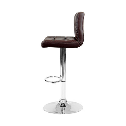 Two Bar Stools Leather Gas Lift Brown-Home Living Store-