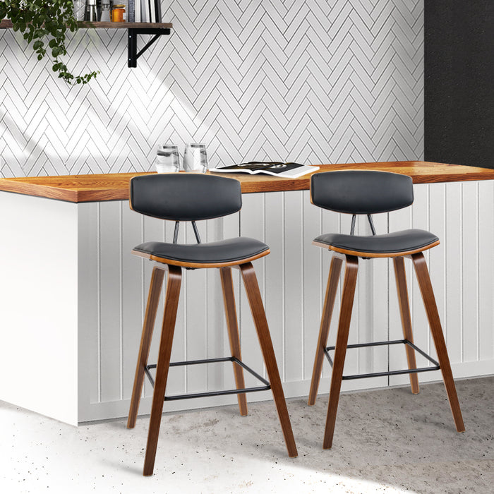 Two Bar Stools Leather Padded w/Backrest-Home Living Store-Furniture > Chairs > Table & Bar Stools