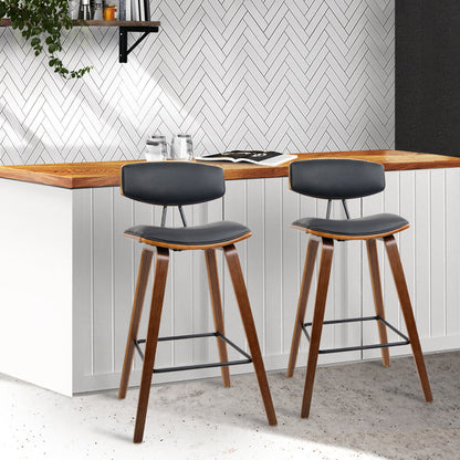 Two Bar Stools Leather Padded w/Backrest-Home Living Store-Furniture > Chairs > Table & Bar Stools