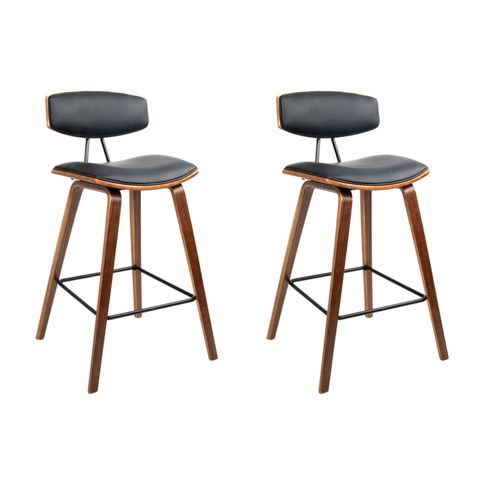 Two Bar Stools Leather Padded w/Backrest-Home Living Store-