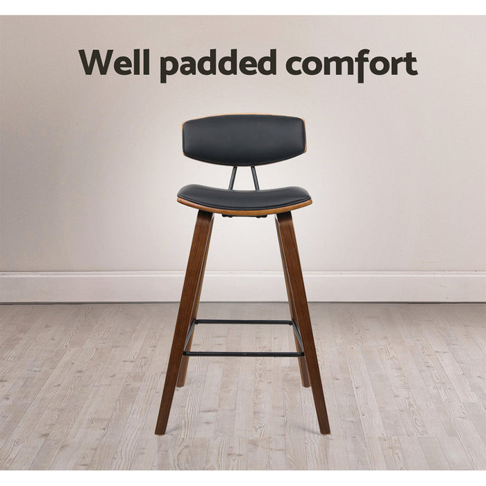 Two Bar Stools Leather Padded w/Backrest-Home Living Store-