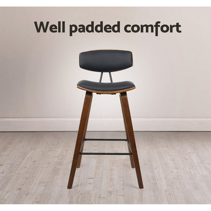 Two Bar Stools Leather Padded w/Backrest-Home Living Store-