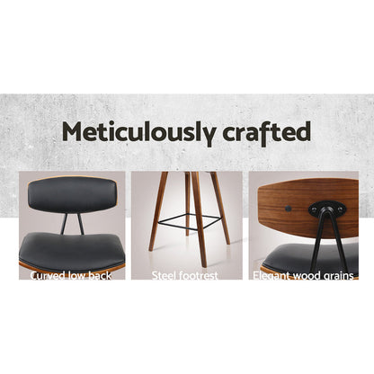 Two Bar Stools Leather Padded w/Backrest-Home Living Store-