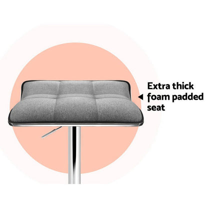 Two Bar Stools Linen Padded Gas Lift-Home Living Store-