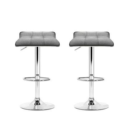 Two Bar Stools Linen Padded Gas Lift-Home Living Store-