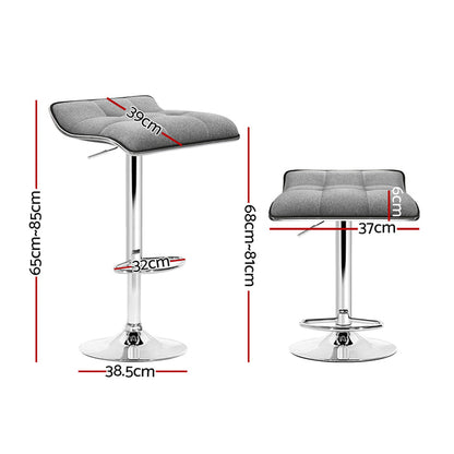 Two Bar Stools Linen Padded Gas Lift-Home Living Store-