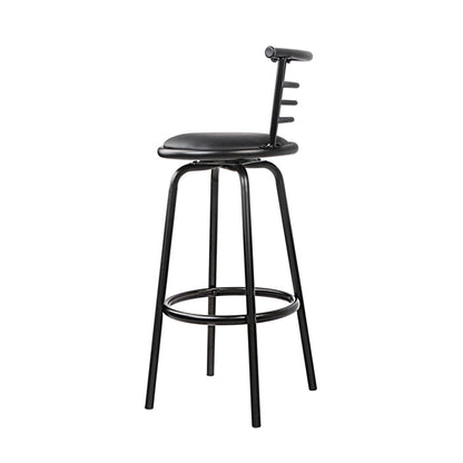 Two Bar Stools Swivel Leather Padded Metal-Home Living Store-