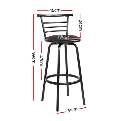 Two Bar Stools Swivel Leather Padded Metal-Home Living Store-