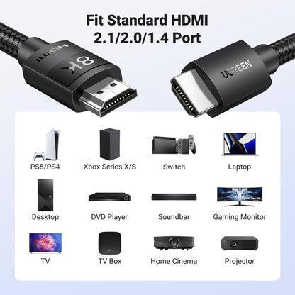 UGREEN HDMI 2.1 Cable (48Gbps, 8K@60Hz, 4K@240Hz, eARC, HDR) - UGREEN EU