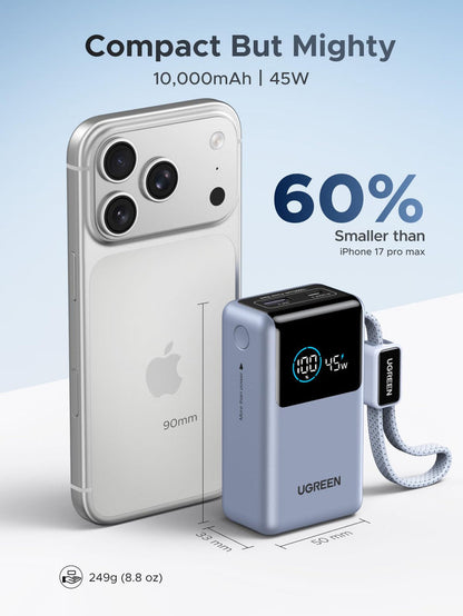 UGREEN Nexode Power Bank (10000mAh, 55W, 2 Ports, Built - in Cable) - UGREEN EU