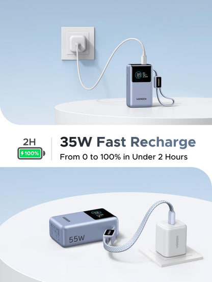 UGREEN Nexode Power Bank (10000mAh, 55W, 2 Ports, Built - in Cable) - UGREEN EU