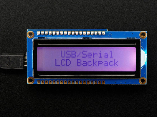 USB + Serial Backpack Kit with 16x2  RGB backlight positive LCD (Black on RGB) by Adafruit - The Pi Hut