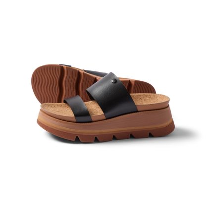 Vista Luxe Siaa women's sandals facing right, close-up of sole and cushioned footbed showing comfort design.