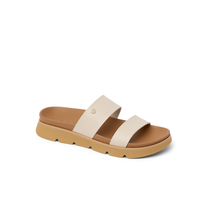 Vista Luxe Thea women's sandal facing right, close-up of cushioned arch support and water-friendly straps