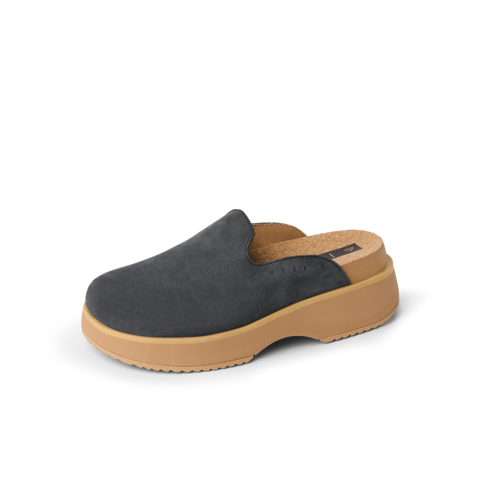 Vista Skye left-facing charcoal slip-on shoe for women with anatomical arch support and soft cushioning designed for beach comfort.
