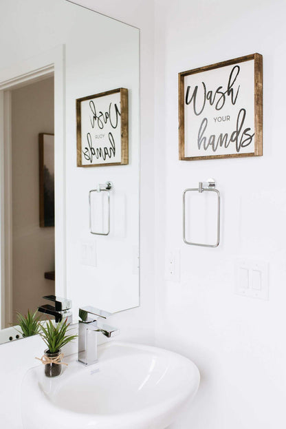 Wash Your Hands Wood Sign Farmhouse wall decor bathroom decor