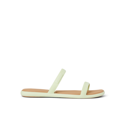 Side view of Water Willow Marina sandal in aloe green for women, featuring lightweight, cushioned comfort and arch support.