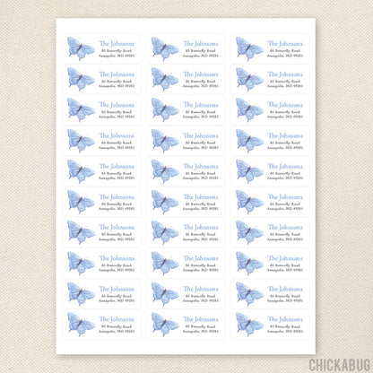 Watercolor Blue Butterfly Address Labels