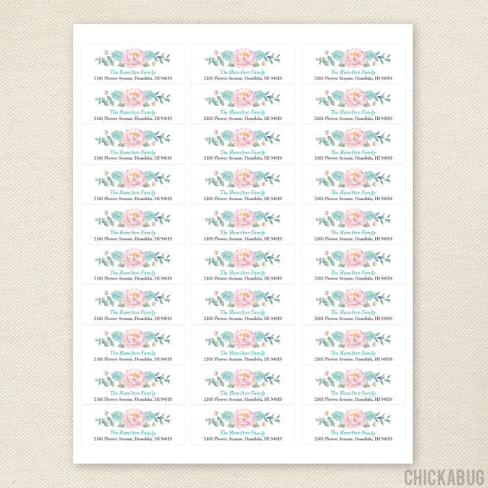 Watercolor Flowers Address Labels