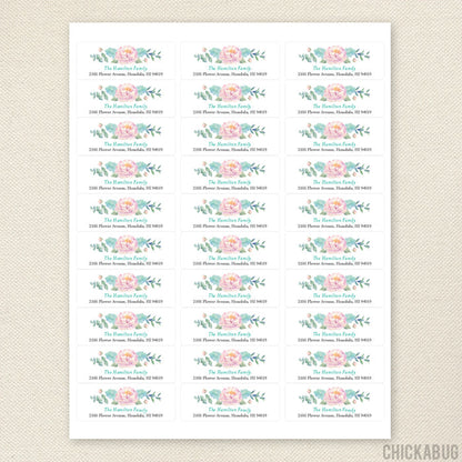 Watercolor Flowers Address Labels
