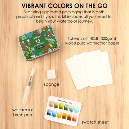 Watercolor Pocket Set Of  12 With Brush - Forest Co