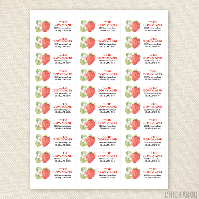 Watercolor Strawberry Address Labels