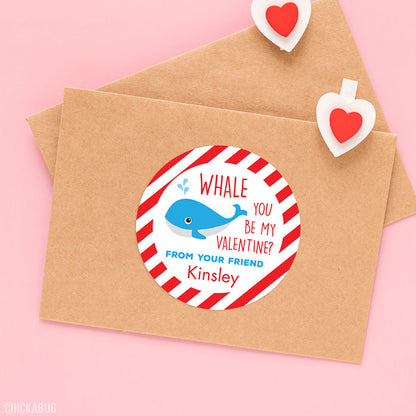 Whale Valentine's Day Stickers
