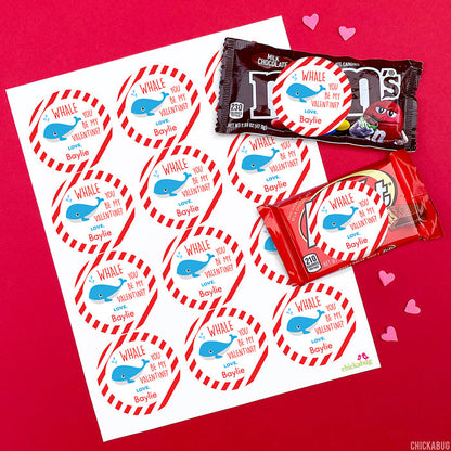 Whale Valentine's Day Stickers
