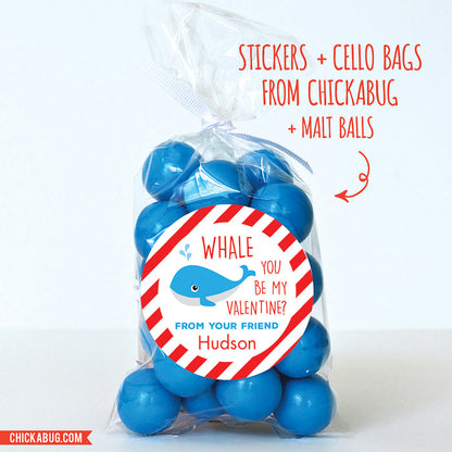 Whale Valentine's Day Stickers