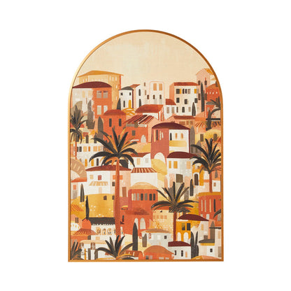 Window View Arch Framed Canvas 60x90cm