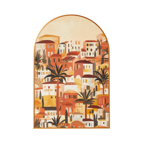 Window View Arch Framed Canvas 60x90cm