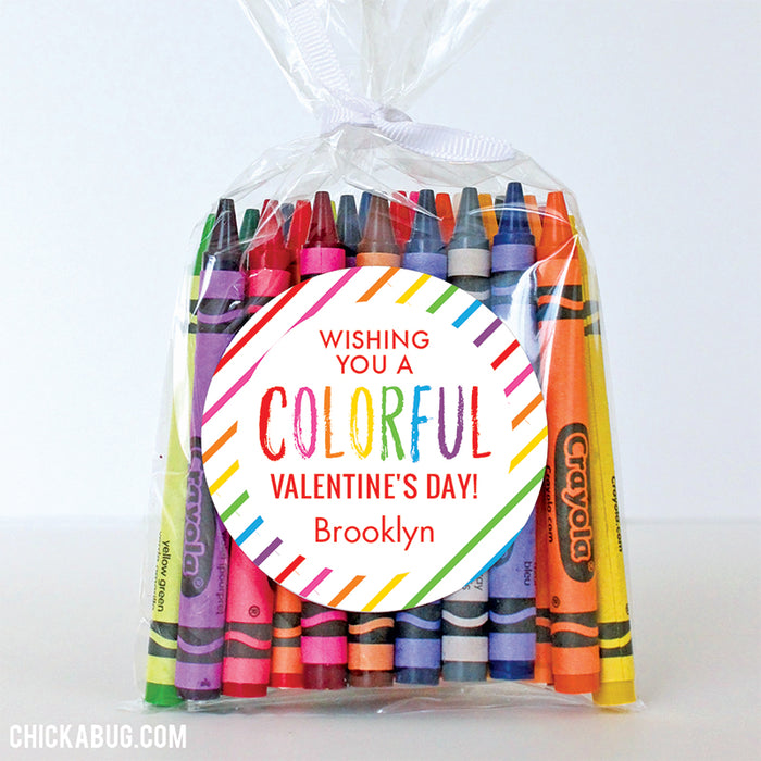 "Wishing You a Colorful Valentine's Day" Stickers