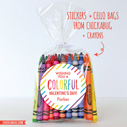 "Wishing You a Colorful Valentine's Day" Stickers