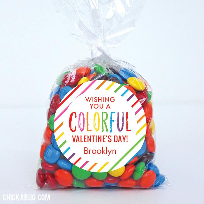 "Wishing You a Colorful Valentine's Day" Stickers