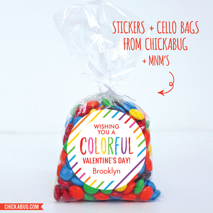 "Wishing You a Colorful Valentine's Day" Stickers