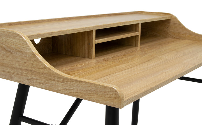Woodford 45” Modern, Secretary/Writing/Laptop Desk with Storage, Black Graphite / Ashwood 51260