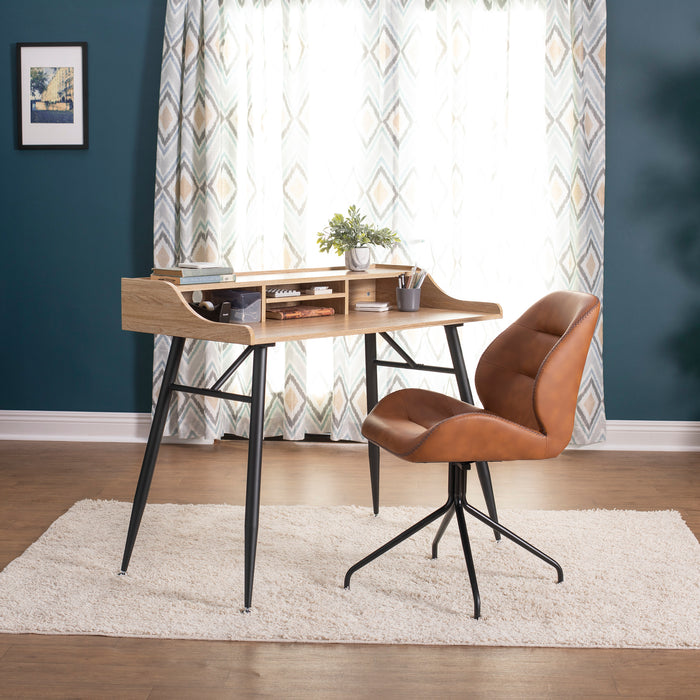 Woodford 45” Modern, Secretary/Writing/Laptop Desk with Storage, Black Graphite / Ashwood 51260