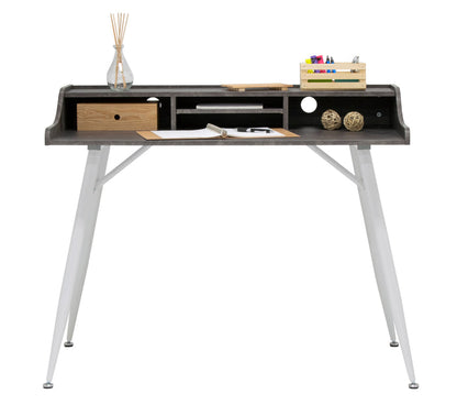 Woodford 45” Modern, Secretary/Writing/Laptop Desk with Storage, White / Cement 51261