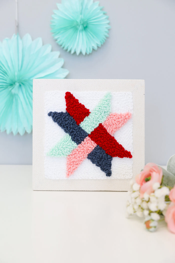 Woven Star Quilt Block Punch Needle Kit