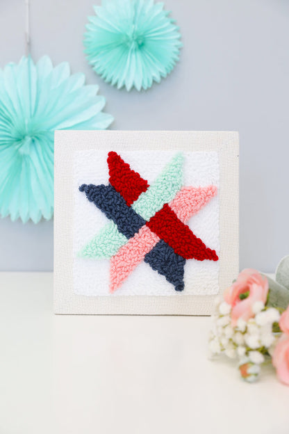 Woven Star Quilt Block Punch Needle Kit