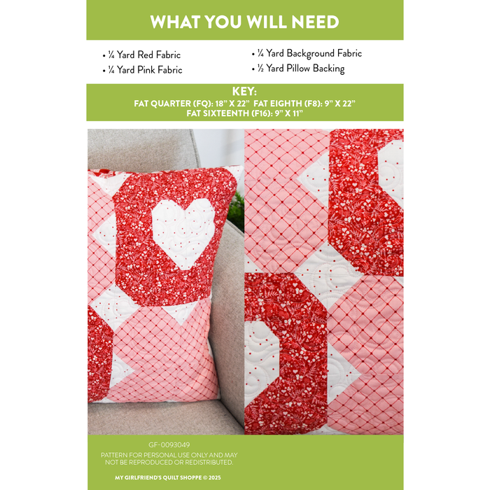 XOXO Pillow (Downloadable Sewing Pattern)