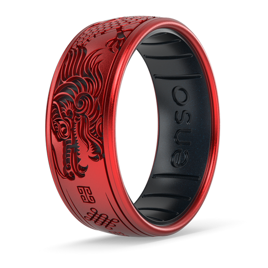 Etched Year of the Dragon Silicone Ring - Year of the Dragon Ruby