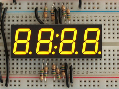 Yellow 7-segment clock display - 0.56" digit height by The Pi Hut - The Pi Hut