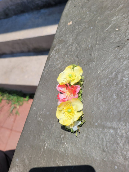 Yellow/Pink Fairy Flower Hair Clip