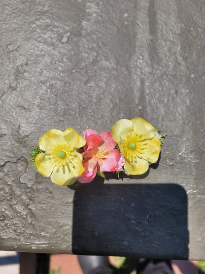 Yellow/Pink Fairy Flower Hair Clip