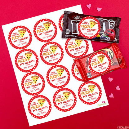 "You Have a Pizza My Heart" Valentine's Day Stickers